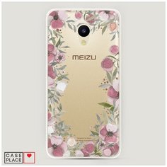 Силиконовый чехол "Розовая цветочная рамка" на Meizu M5 / Мейзу М5 Case Place