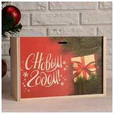 Ящик-пенал "С Новым годом! Подарок", 20х30х12 см, коробка с открывающейся крышкой, печать Дарим красиво