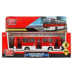 Машина металл рейсовый автобус длина 17см, двери, инерция, красный Технопарк (IKABUS-17-RDWH)