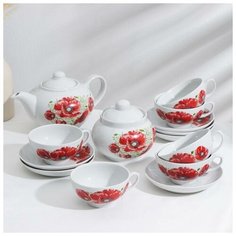 Сервиз чайный "Дачный. Маки", 14 предметов Дулёвский фарфор