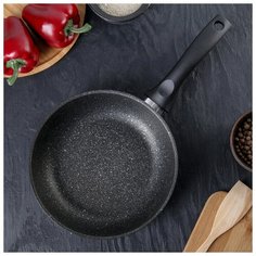 Сковорода, d=22 см с ручкой, антипригарное покрытие, цвет тёмный мрамор Kukmara