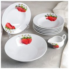 Набор посуды для вареников "Клубника", 8 предметов Добрушский фарфоровый завод