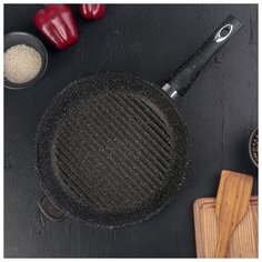 Сковорода гриль 28х7см Гранит пластик. ручка Горница