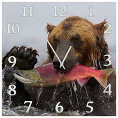 SvS Настенные часы SvS 3502031 Медведь ловит рыбу СВС