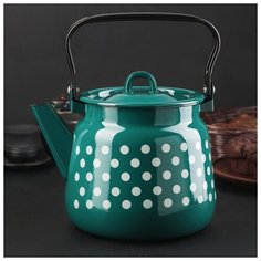 Чайник бирюзовый с петлёй «Белый горох», 3,5 л Сибирские товары