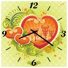 SvS Настенные часы SvS 3502760 Сердечко на зеленом СВС