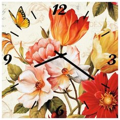 SvS Настенные часы SvS 3502845 Цветы и бабочки СВС