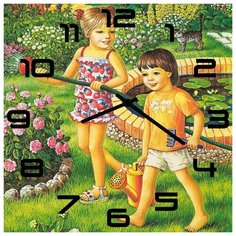 SvS Настенные часы SvS 4002615 Девочка с мальчиком в саду СВС