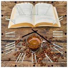 SvS Настенные часы SvS 3002282 Книга и рассыпаный кофе на столе СВС