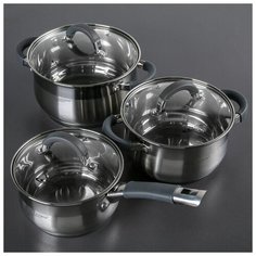 Набор посуды «Ирида», 3 шт: кастрюли 2,9 л, 3,9 л, ковш 1,9 л, капсульное дно Katun