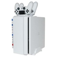 Подставка для вертикальной установки консоли + подставка для дисков Белый (White) DOBE (TP4-025) (PS4 FAT/Slim/Pro/Xbox One S)