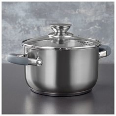 Кастрюля Tefida, 4,6 л, крышка-дуршлаг, носик для слива, капсульное дно, силиконовые ручки Magistro