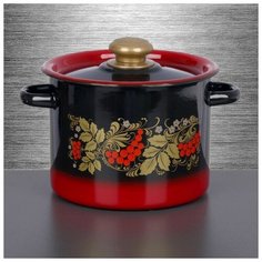 Кастрюля 3,5 л, цвет красно-чёрный микс Сибирские товары