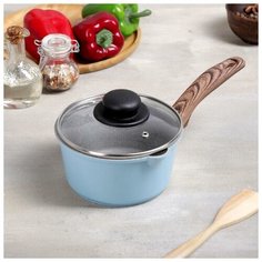 Ковш 1,6 л, Casta Color стекл. крышка цвет голубой