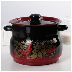 Кастрюля сферическая 5,5 л, цвет красно-чёрный Сибирские товары