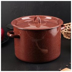 Кастрюля 4,5л «Коричневый рябчик» Эмаль