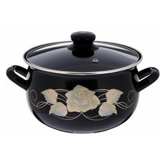 Кастрюля «Чёрное золото» 4 л, стеклянная крышка Интерос