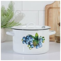 Кастрюля эмалированная «Овощи» 3 л, цвет микс Эмаль