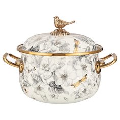 Кастрюля эмалированная с крышкой, серия apple garden, 2,1л, Agness (157412)