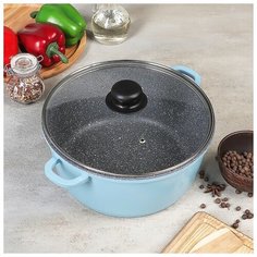 Кастрюля 4 л , Casta Color, стекл. крышка цвет голубой