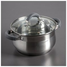 Кастрюля «Ирида» 3,9 л, d=20 см, капсульное дно, стеклянная крышка Katun