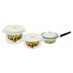 Набор посуды "Ягодный чай" 3 предмета: кастрюли 2 л, 3,5 л; ковш 1,5 л Сибирские товары