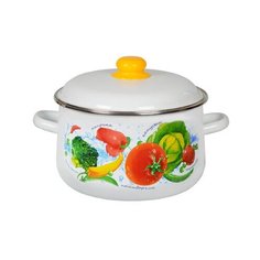 Кастрюля эмал.конич.5,5л белосн.Овощной фреш 1с47я СтальЭмаль