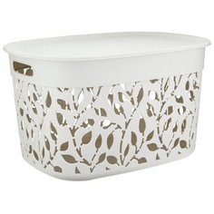 Коробка флора 25л с крышкой белый ротанг Idea (М Пластика)