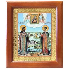 Петр и Феврония с Муромской иконой Божией Матери, рамка 12,5*14,5 см Соборъная лавка