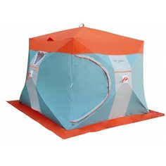 Палатка для зимней рыбалки Митек Нельма Куб-3 Люкс профи (оранж-беж/изумрудный)