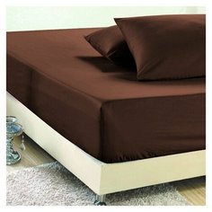 Простыня Crazy Town, Сатин, На резинке, 180x200 см, шоколад