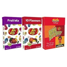 Конфеты Jelly Belly коробка Fruit Mix 35 гр. + 10 вкусов 35 гр. + Ассорти Bean Boozled Flaming Five 45 гр. (3 шт.)