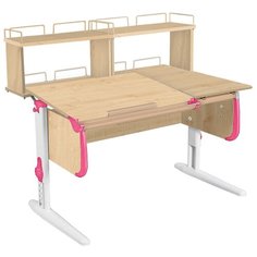 Стол детский ДЭМИ White-Double СУТ 25-01Д2 120x82 см клен/розовый/белый