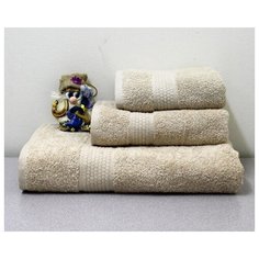 Полотенце махровое 50х90 бежевый 450 гр. Узбекистан, , шт Баракат Текс