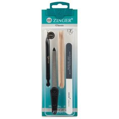 Набор для маникюра 8 предм (пилка алм 6 см; триммер; полир 3 стор; 5 дер палочек(120мм)) Zinger