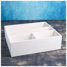 Ящик деревянный 34.5×30×10 см подарочный комодик, белая кисть 4497955 Сима ленд
