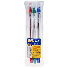 Набор шариковых ручек Crown Oil Jell (0.5мм, 3 цвета чернил) 3шт. (OJ-500S/КСЗ)