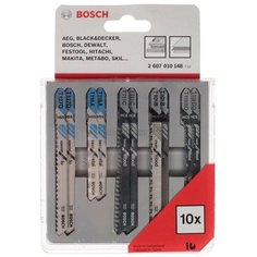 BOSCH Набор 10шт,пилки д\лобзика,серия Т,д\дер,пластик,мет