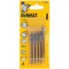 Пилки д\лобзика 5шт,HCS,76\47\1.4мм,рез-30мм,чист,фигурн\пропил(T101 АО) De Walt