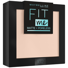 Maybelline New York Fit Me пудра компактная матирующая скрывающая поры 102 розово-бежевый