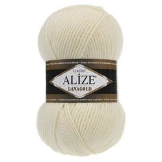 Пряжа Alize Lanagold, 49 % шерсть, 51 % акрил, 100 г, 240 м, 5 шт., 1 кремовый