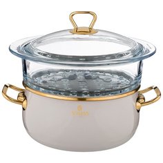 Кастрюля-пароварка эмалированная 3,2л диа.20см Agness (950-307)