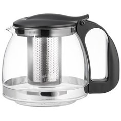 LR06-20 Black Заварочный чайник LARA 1250мл силикатное стекло, стальной фильтр, подъем крышки