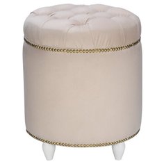 Пуф Leset Classic-02 круглый Велюр Супернова 01 Молочный/ножки белые