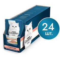 Влажный корм для кошек Gourmet Перл Нежное филе, с лососем 24 шт. х 85 г (кусочки в соусе)