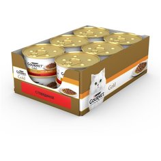 Влажный корм для кошек Gourmet Голд Соус де-люкс, с говядиной 12 шт. х 85 г (кусочки в соусе)