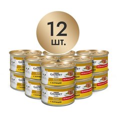 Влажный корм для кошек Gourmet Голд Нежная начинка, с курицей 12 шт. х 85 г (паштет)