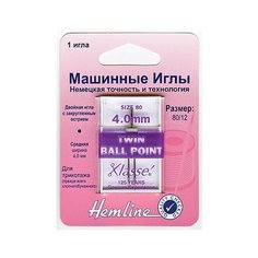 Иглы для бытовых швейных машин для трикотажа двойные № 80, ширина 4 мм HEMLINE 1 шт * ( 111.40 )