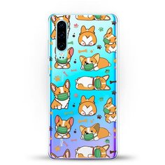 Силиконовый чехол Корги в масках на Huawei P30 Andy & Paul