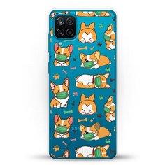 Силиконовый чехол Корги в масках на Samsung Galaxy A12 Andy & Paul